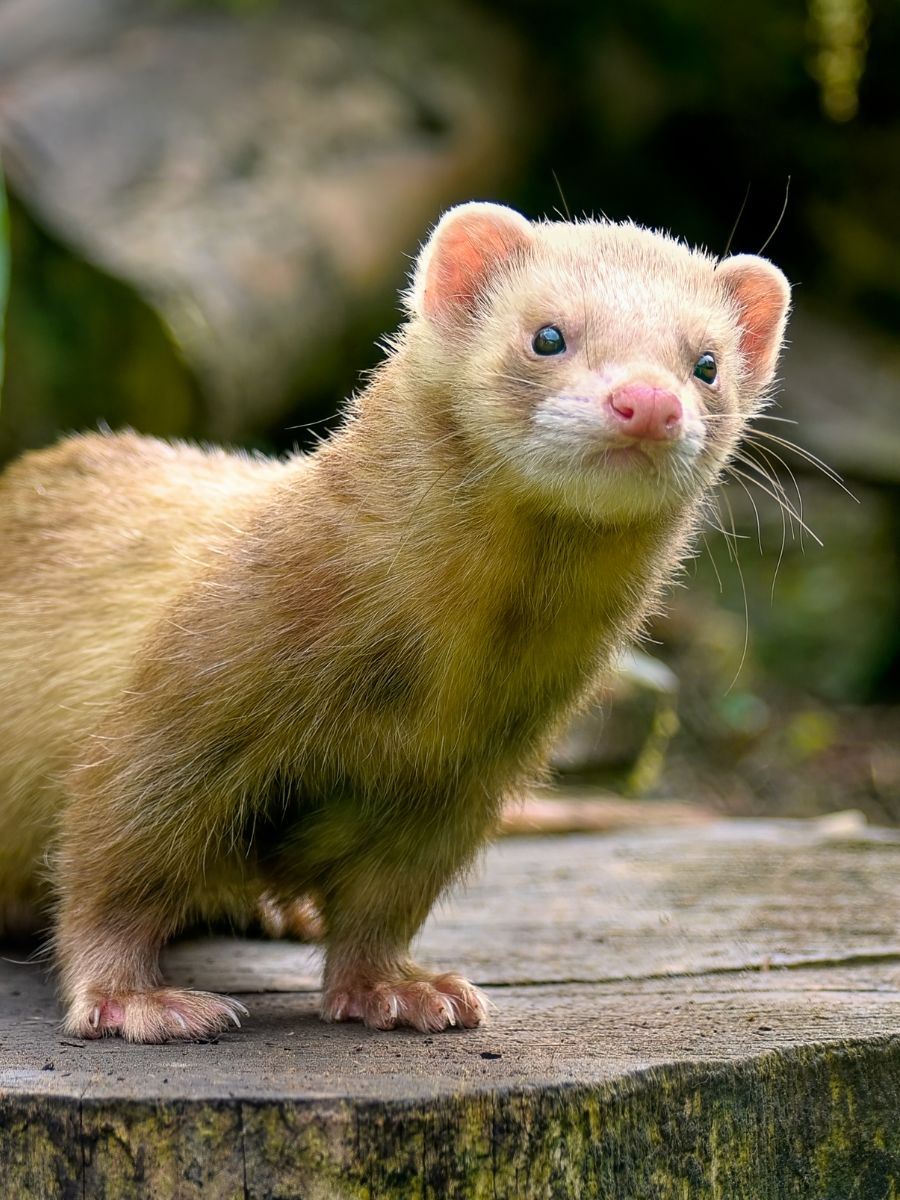 A ferret is standing on top of a log A ferret is standing on top of a log